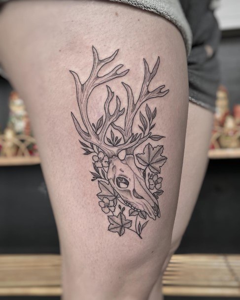 Caribou Reindeer Female Tattoo Designs