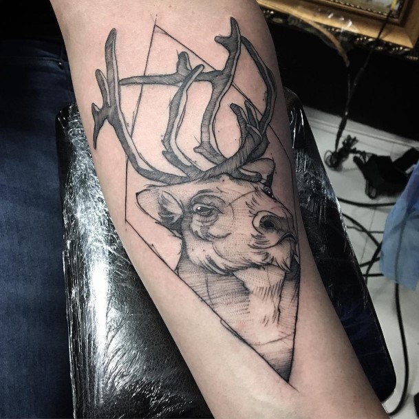 Caribou Reindeer Woman Tattoo Art