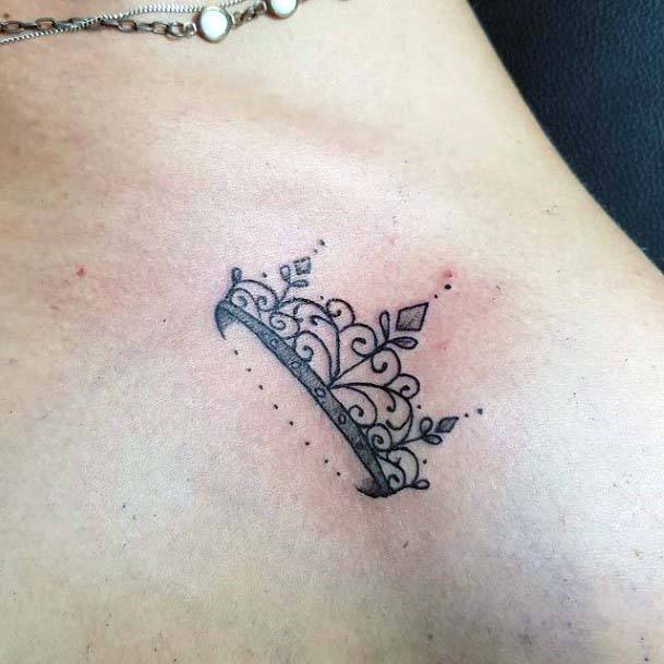 Carved Art Crown Tattoo Womens Neck