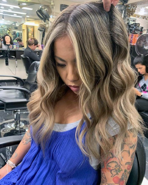 Cascading Waves Asian Hairstyles Women