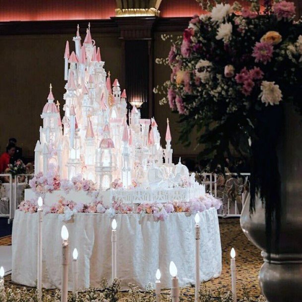 Castle Majestic Unique White Wedding Cake