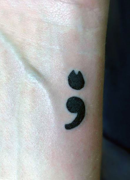 Cat Semi Colon Tattoo Black Tattoo For Women Art