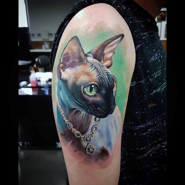 Cat With Necklace Tattoo For Women Ultra Realistic Memorial