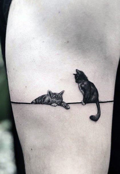 Cats On A String Tattoo For Women