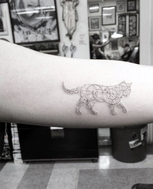 Cautious Cat Tattoo For Women On Hands