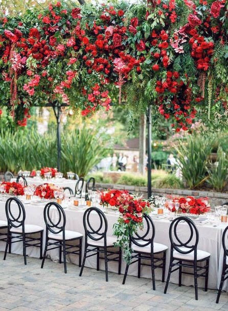 Ceiling Decor Red Wedding Flowers