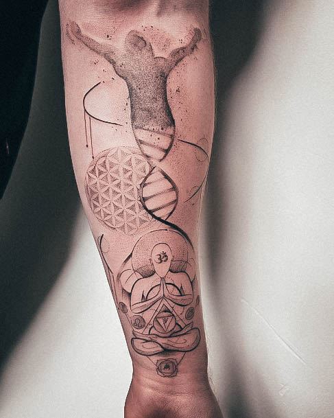 Chakras Meditation Forearm Girl With Feminine Dna Tattoo