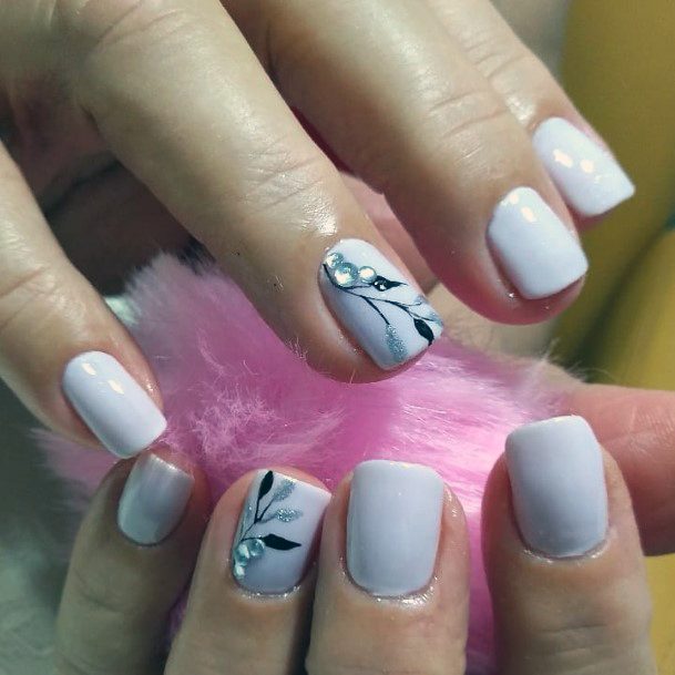 Chalky White Grey Charming Crystal Nail Women