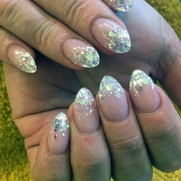 Charming Almond Shaped Nails With Sparkles Women