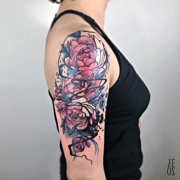 Charming Floral Tattoo Womens Half Sleeve
