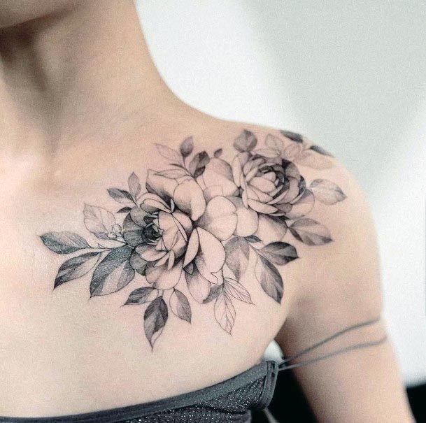 Charming Flowers Shoulder Tattoo