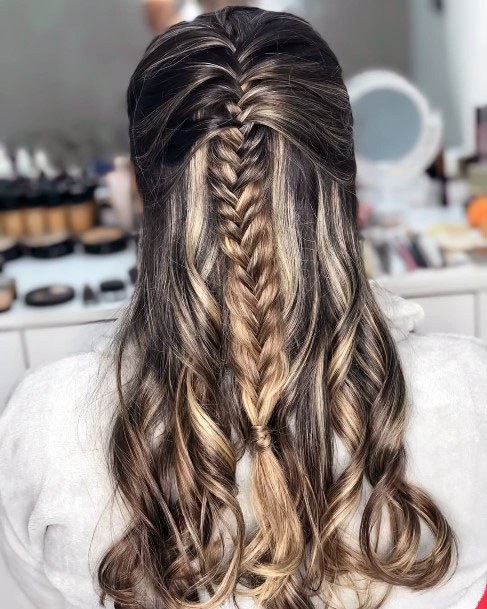 Charming French Braid At Crown Hairstyle Women