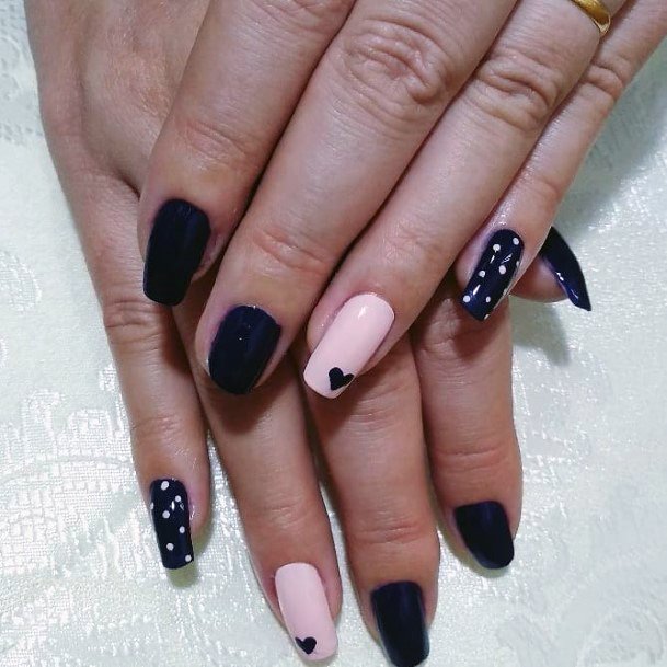 Charming Heart And Polka Dots Nail Women