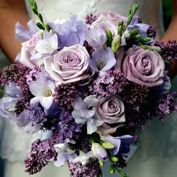 Charming Lavender Flowers Roses Bouquet