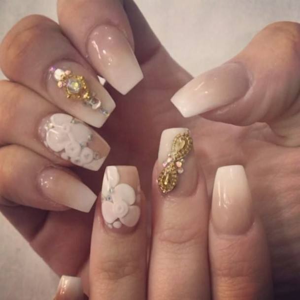 Charming Nails For Women Beige Ombre