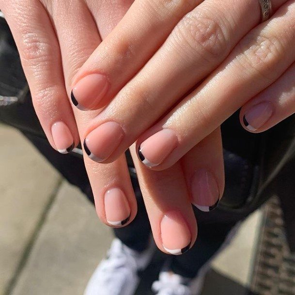 Charming Nails For Women Black French Tip