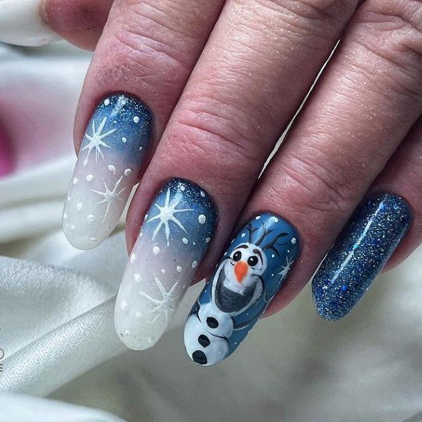 Charming Nails For Women Blue Glitter