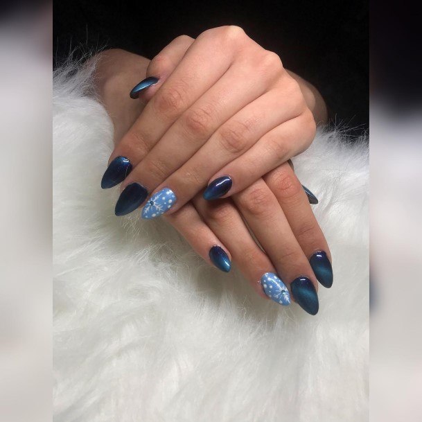 Charming Nails For Women Blue Winter