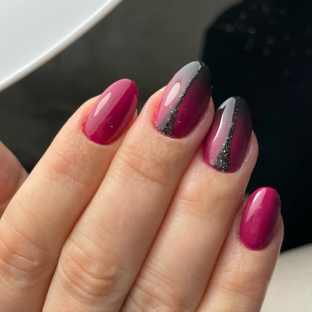 Charming Nails For Women Burgundy And Black