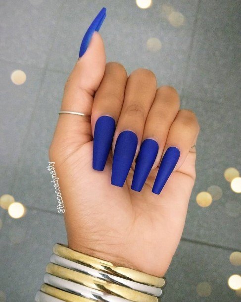 Charming Nails For Women Dark Blue Matte