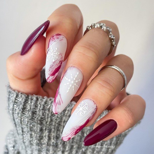 Charming Nails For Women Dark Maroon