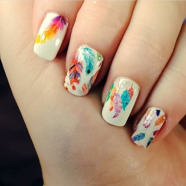 Charming Nails For Women Feather