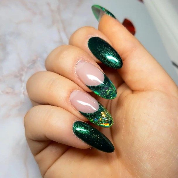 Charming Nails For Women Green Glitter