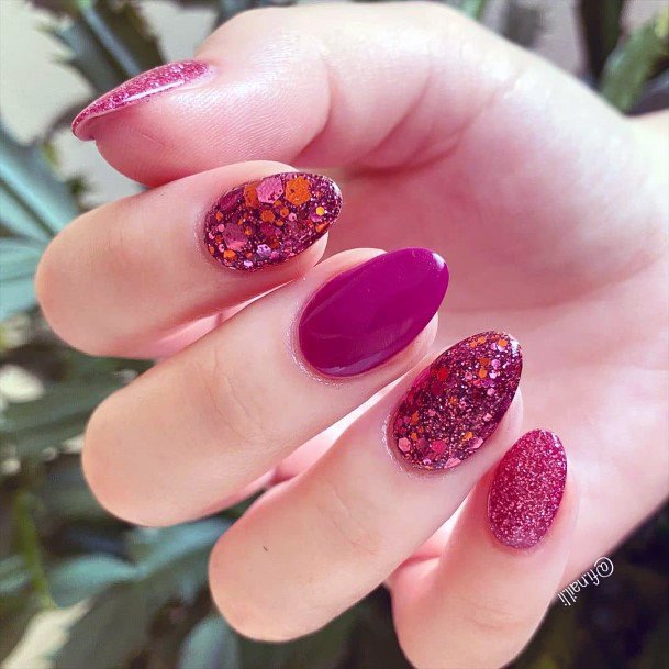 Charming Nails For Women Maroon And Pink