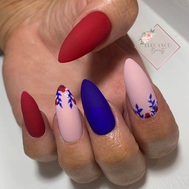 Charming Nails For Women Red And Blue