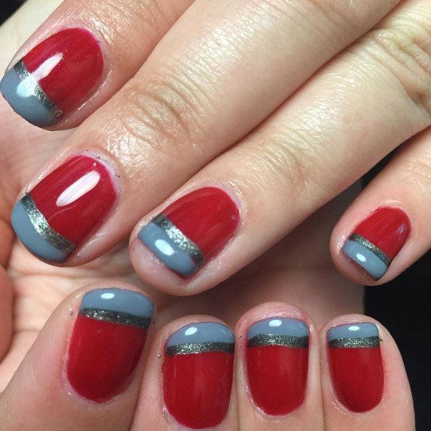 Charming Nails For Women Red And Grey
