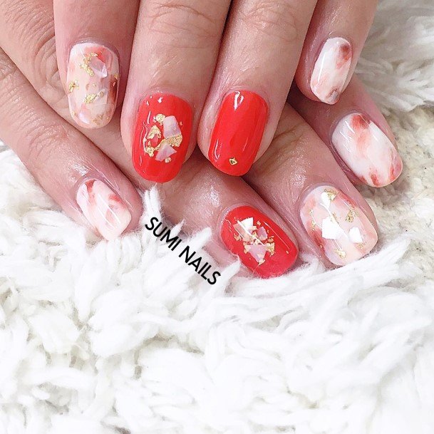 Charming Nails For Women Red And White