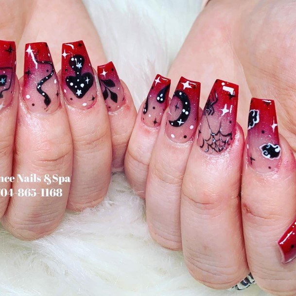 Charming Nails For Women Red Ombre