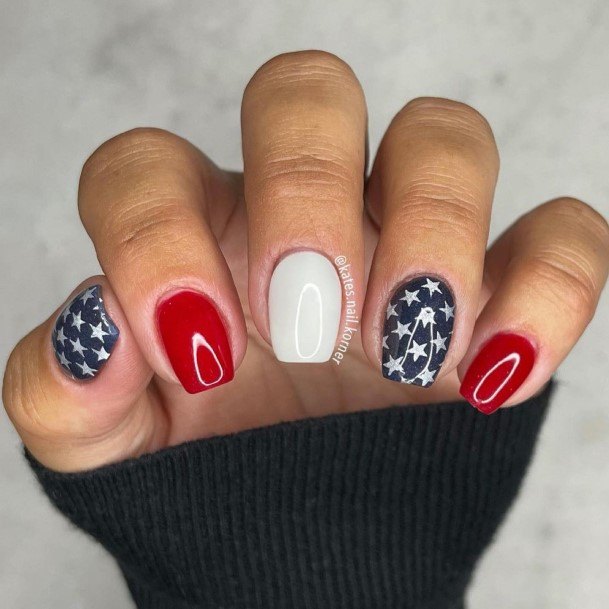 Charming Nails For Women Red White And Blue