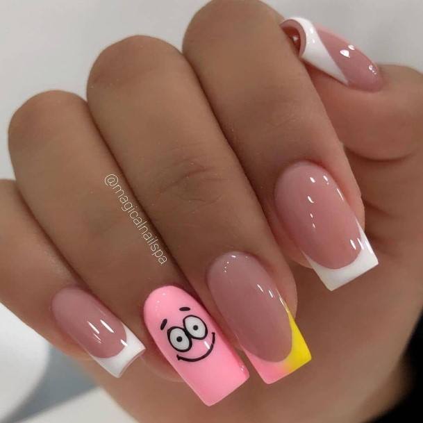 Charming Nails For Women Short Pink And White