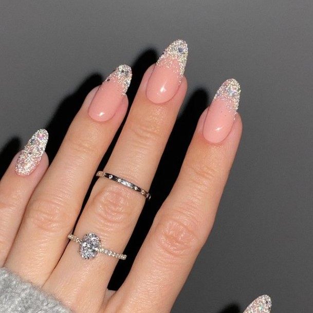 Charming Nails For Women Silver French Tip