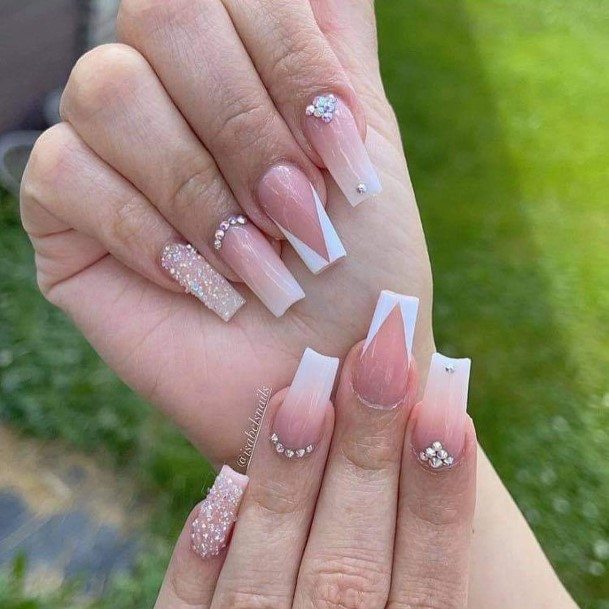 Charming Nails For Women White And Nude