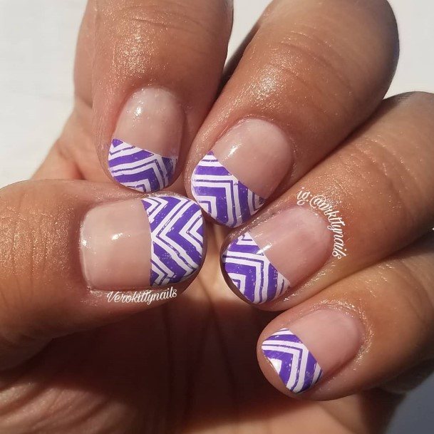 Charming Nails For Women White And Purple