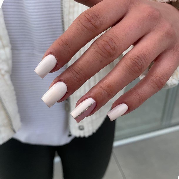 Charming Nails For Women White Square