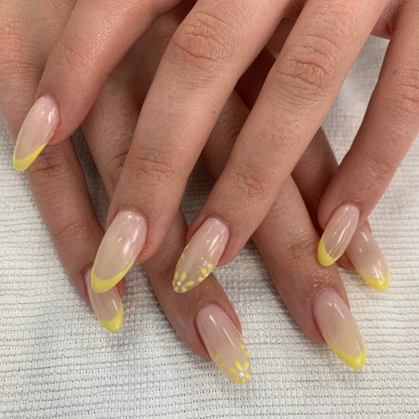 Charming Nails For Women Yellow French Tip