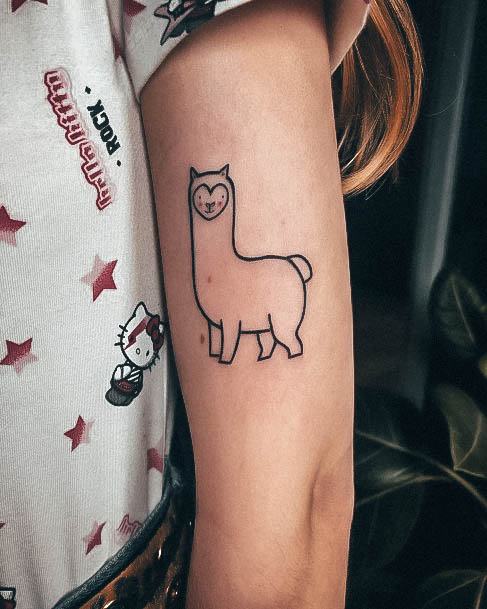 Charming Tattoos For Women Alpaca