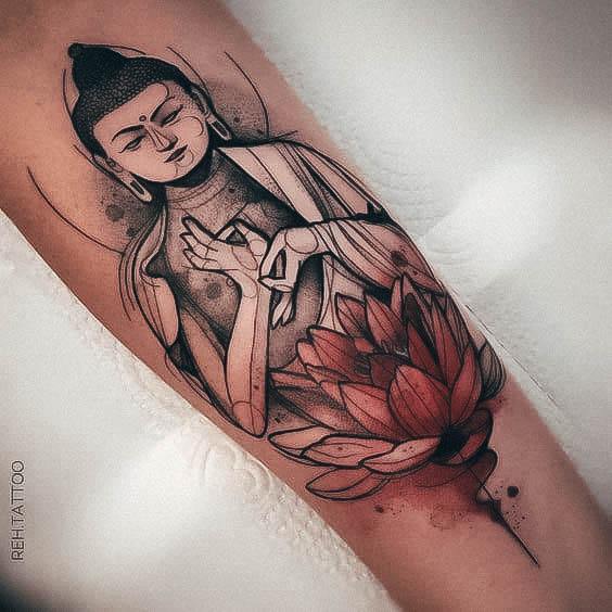 Charming Tattoos For Women Buddha Watercolor Flower