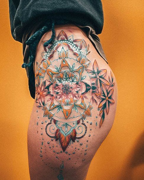 Charming Tattoos For Women Butt Colorful