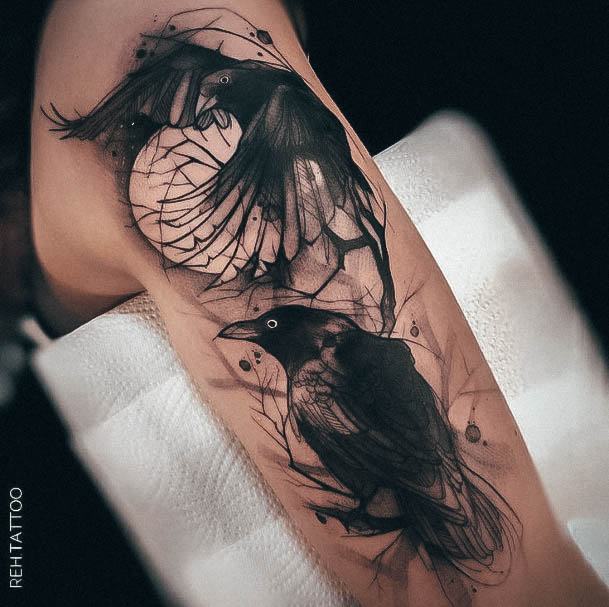 Charming Tattoos For Women Crow
