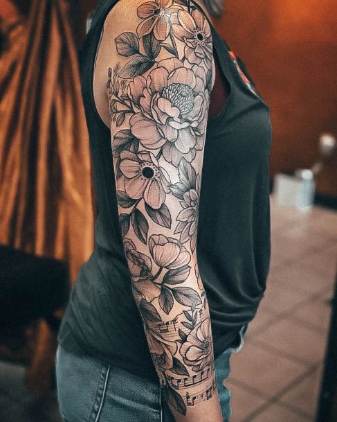 Top 100 Best Flower Sleeve Tattoos For Women - Blossoming Design Ideas