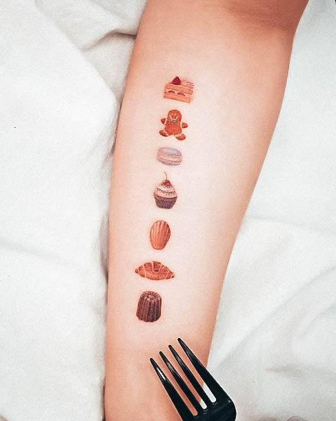 Charming Tattoos For Women Gingerbread Man Food Themed Forearm