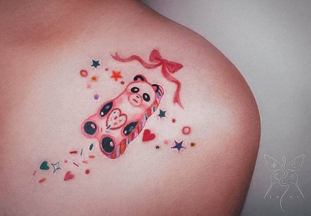Charming Tattoos For Women Gummy Bear Shoulder Girly
