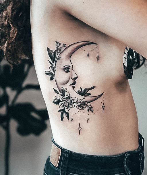 Charming Tattoos For Women Moon And Stars