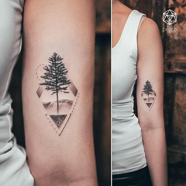 Charming Tattoos For Women Pine Tree