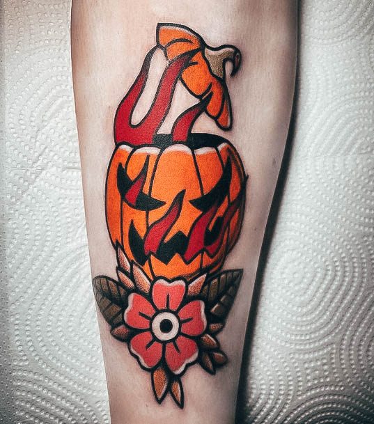 Charming Tattoos For Women Pumpkin