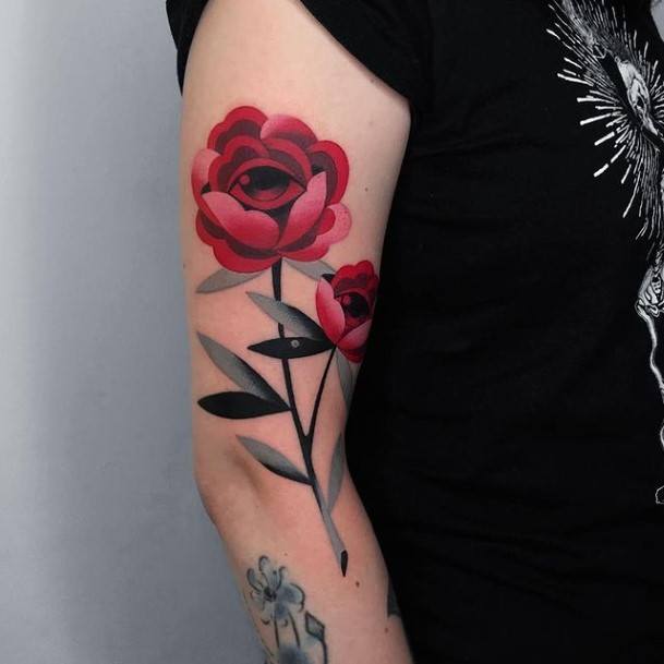 Charming Tattoos For Women Red Ink